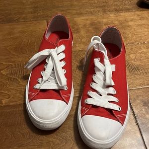 Red converse style sneaker